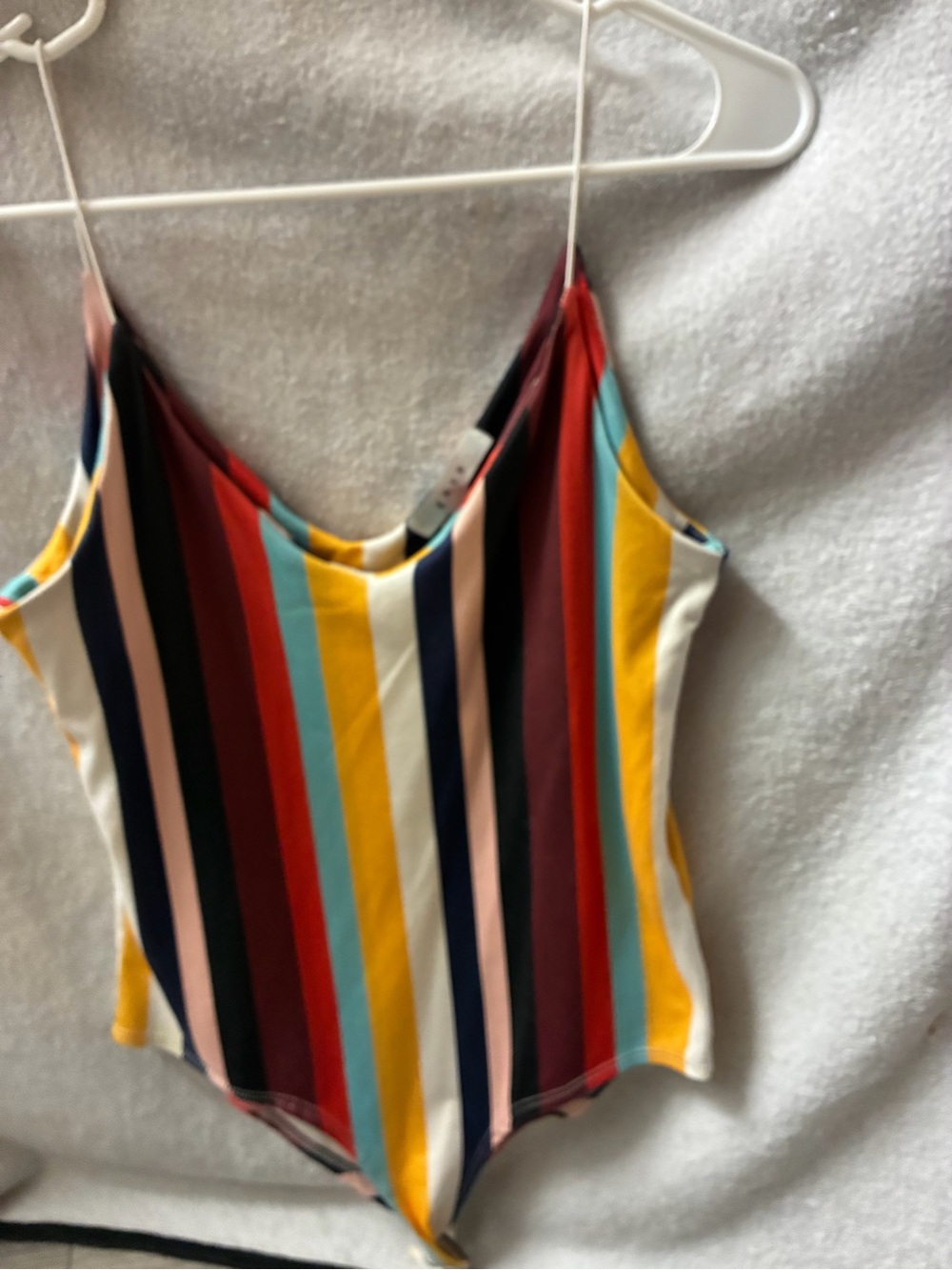gaze Striped V-Neck Spaghetti Strap Bodysuit in Multicolor